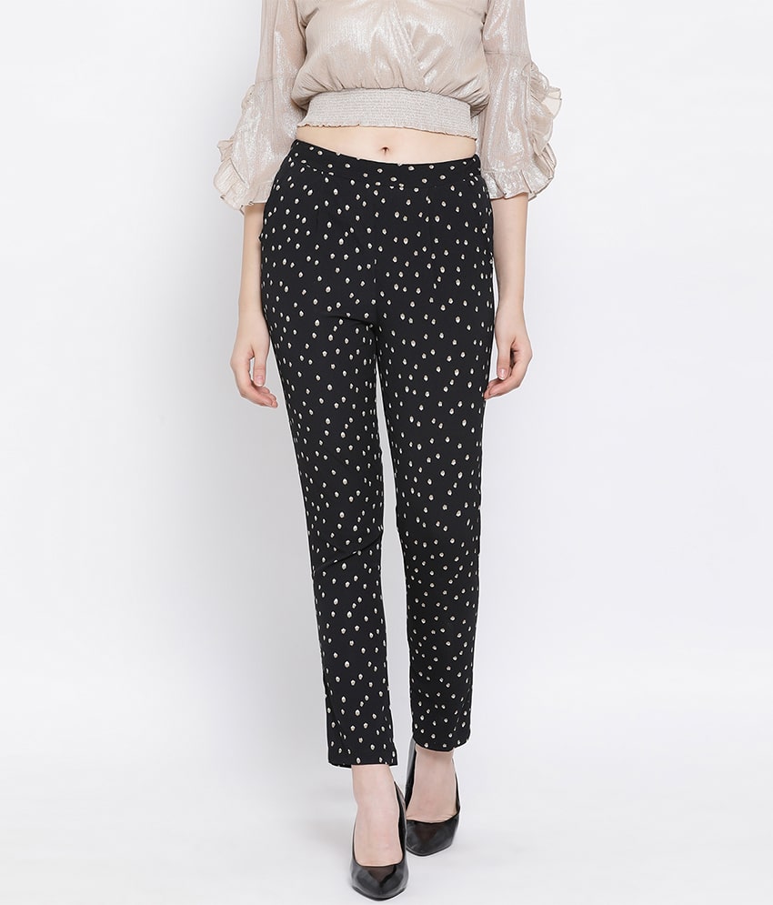 

Oxolloxo Women Polyester Polka Dots Black Pant