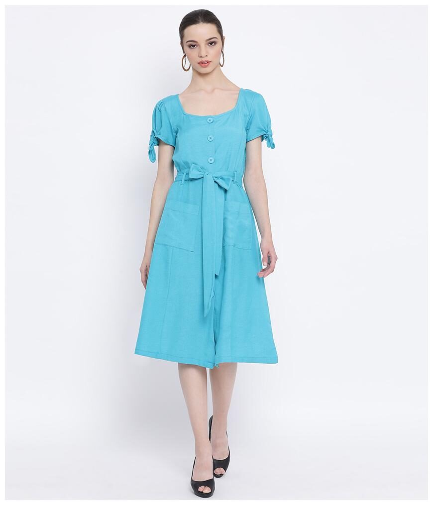 

Oxolloxo Blue Solid Wrap dress