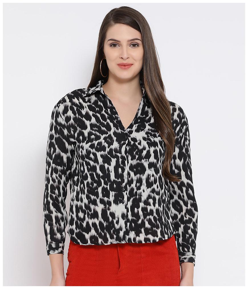 

Oxolloxo Women White Printed Regular Fit Shirt