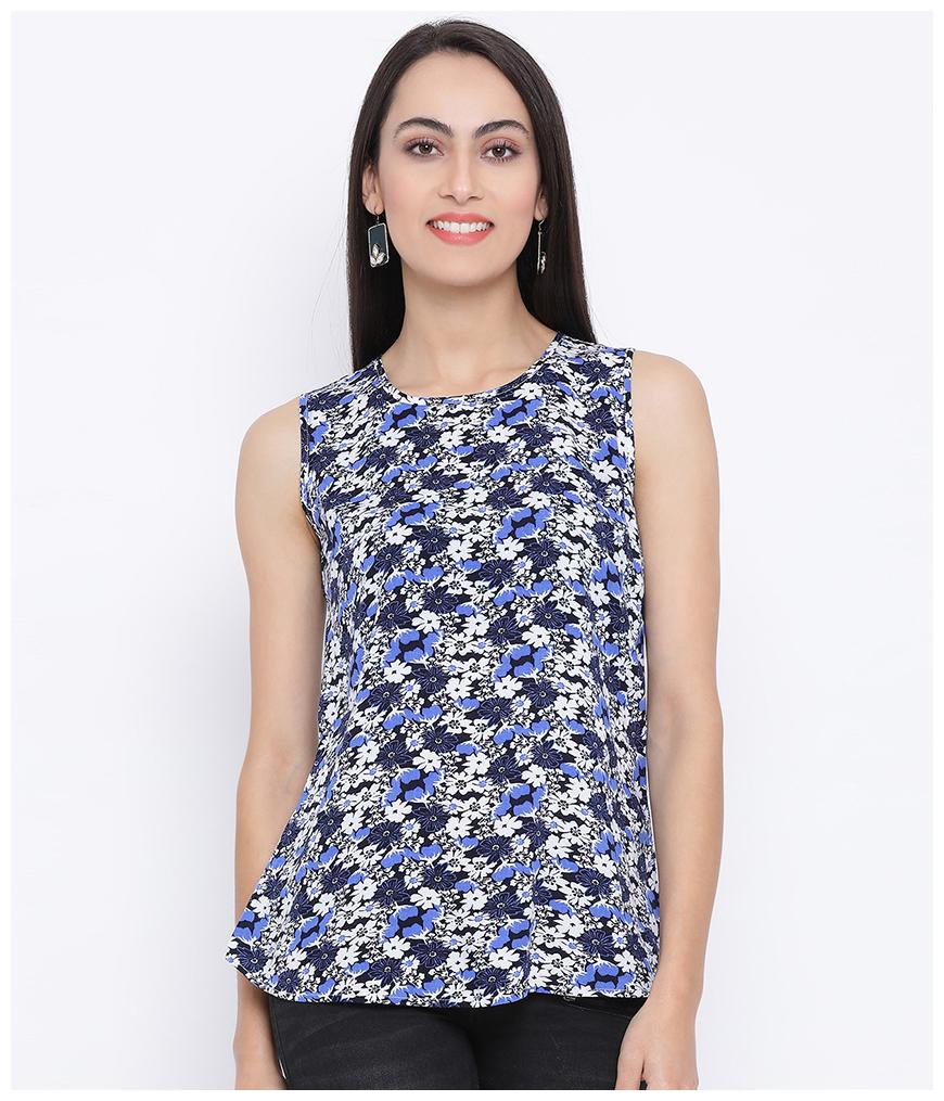 

Oxolloxo Women Viscose Rayon Floral A Line Blue