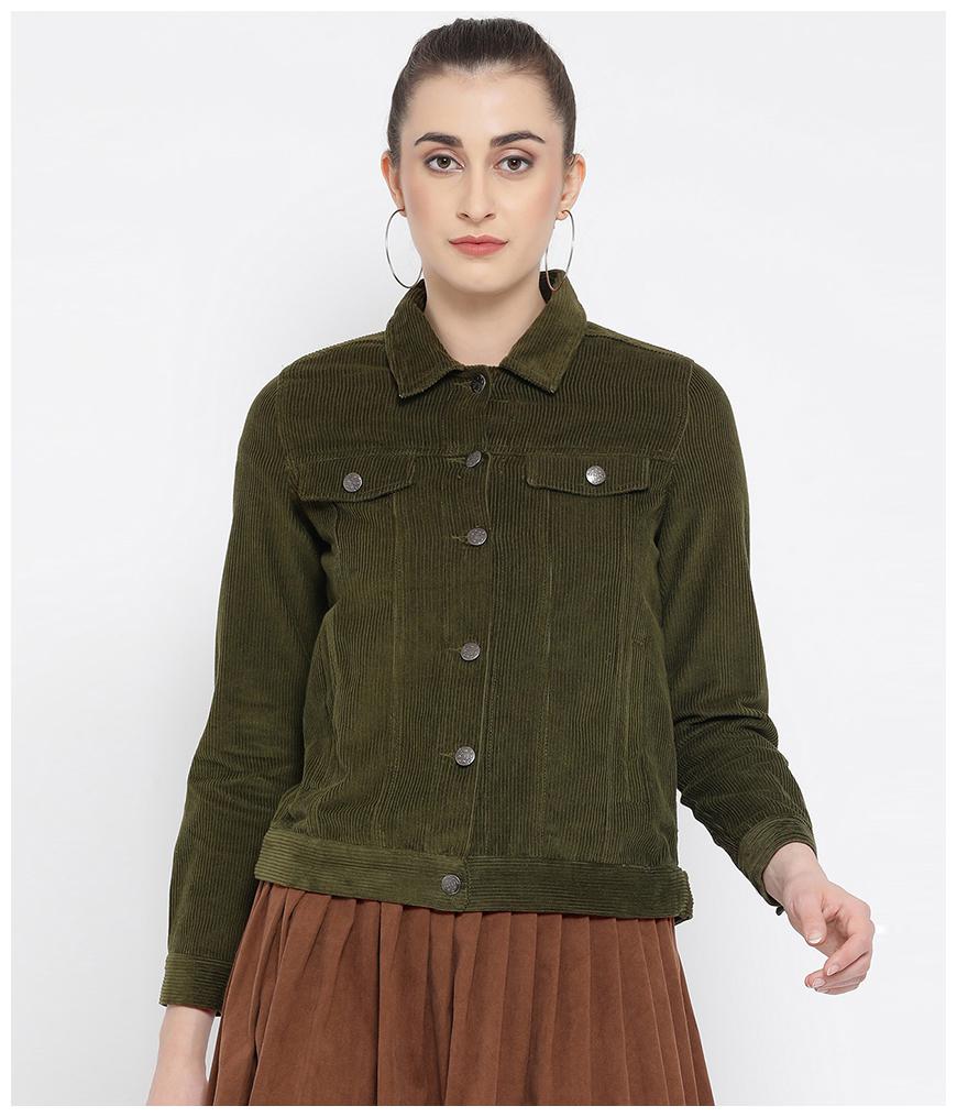 

Oxolloxo Women Solid Regular Jacket - Green