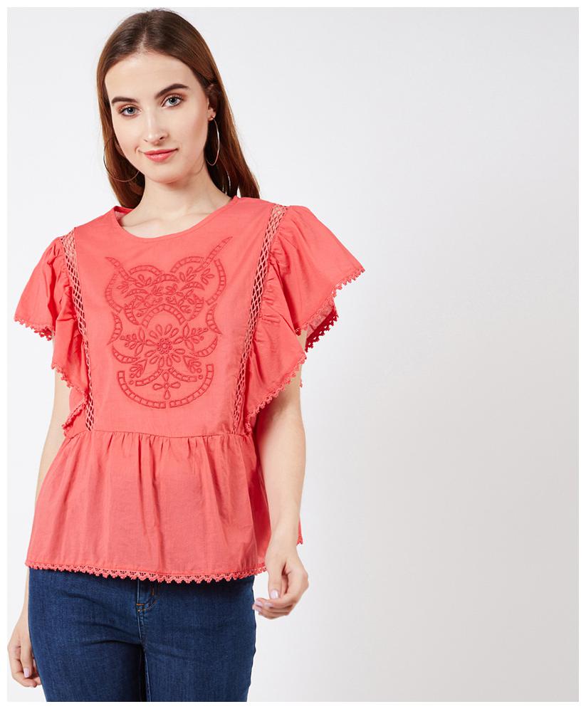 

OXOLLOXO Women Printed A-line top - Pink