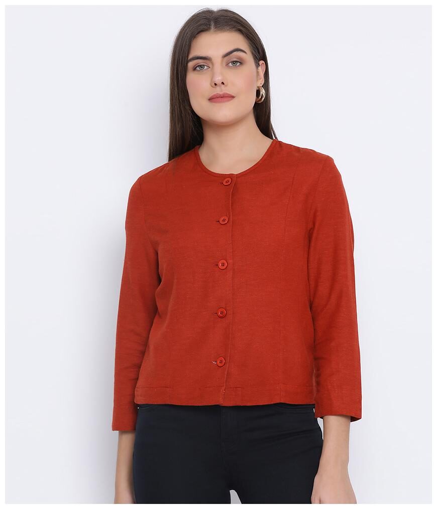 

Oxolloxo Women Solid Regular Jacket - Red
