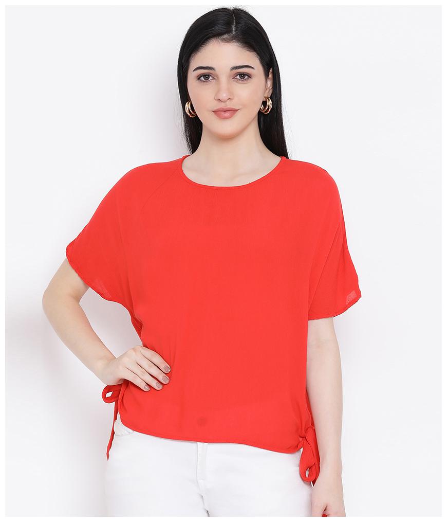 

Oxolloxo Women Viscose Rayon Solid A Line Red