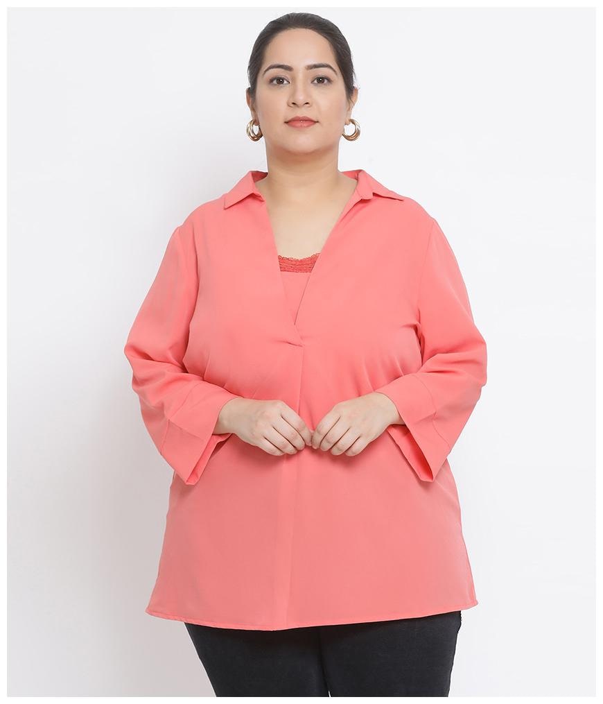 

Oxolloxo Women Solid Regular top - Peach