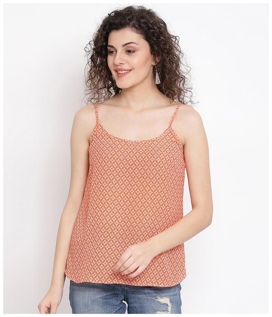 

Oxolloxo Women Polyester Printed A Line Orange