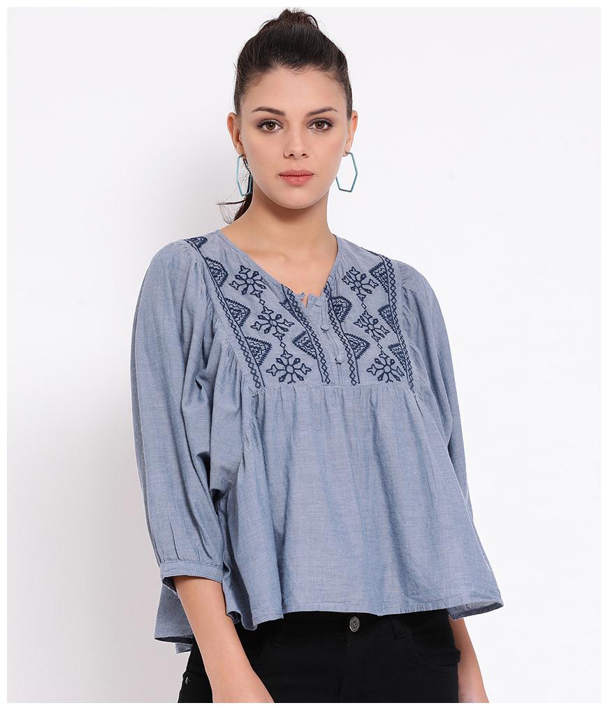 

Oxolloxo Women Solid A-line top - Grey
