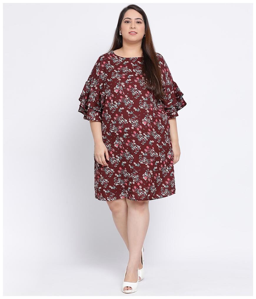 

Oxolloxo Womens Maroon Polyester Floral Dress