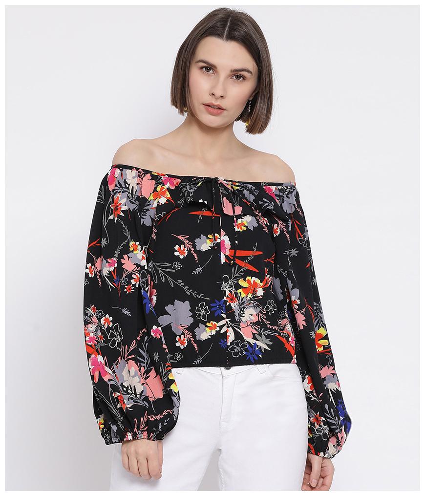 

Oxolloxo Women Floral A-line top - Black