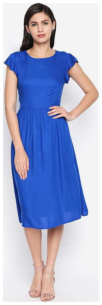 

OXOLLOXO Blue Solid A-line dress