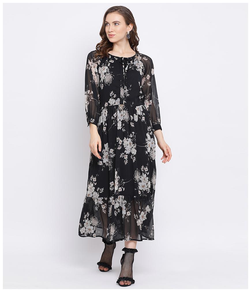 

Oxolloxo Womens Black Polyester Graphic Dress