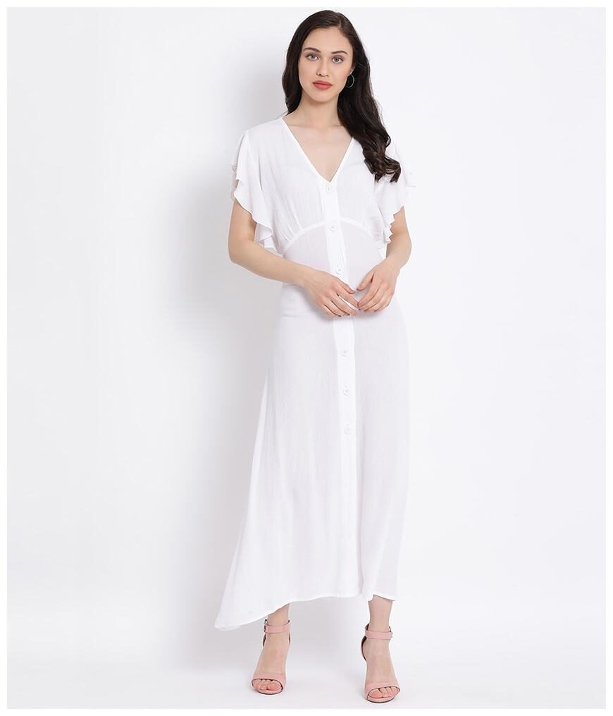 

Oxolloxo White Solid Maxi dress