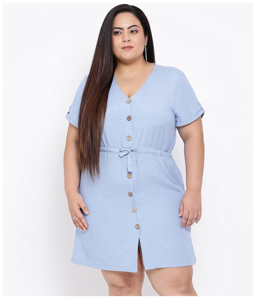 

Oxolloxo Blue Solid A-line dress