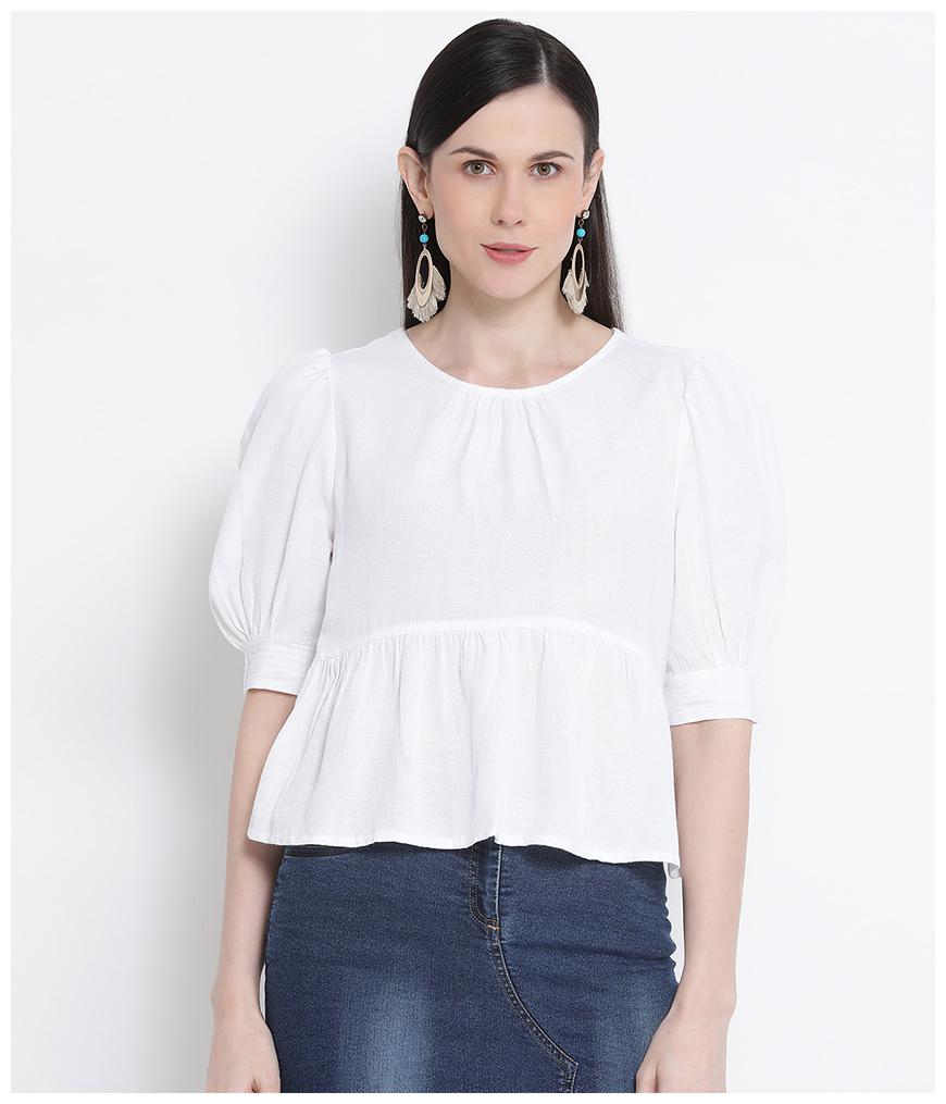 

Oxolloxo Women Solid Regular top - White