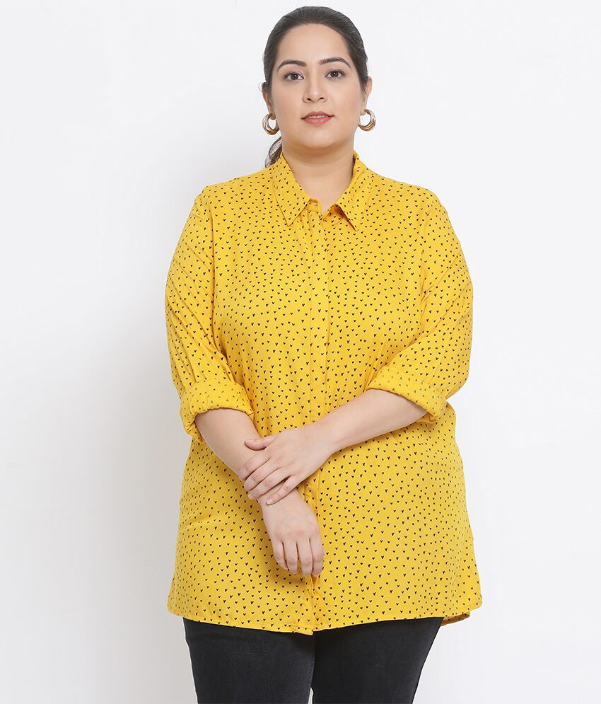 

Oxolloxo Women Yellow Printed Regular Fit Shirt