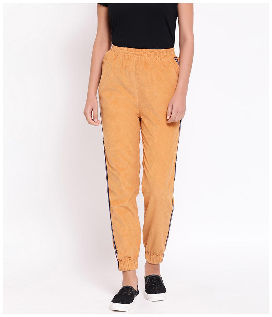 

OXOLLOXO Women Regular fit Cotton Solid Track pants - Yellow