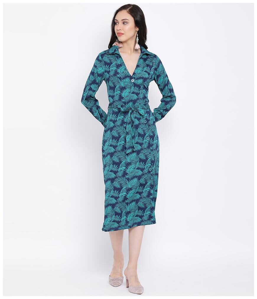 

Oxolloxo Turquoise Floral Wrap dress