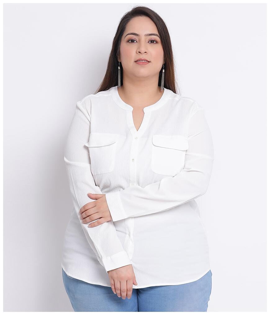 

Oxolloxo Women White Solid Regular Fit Shirt