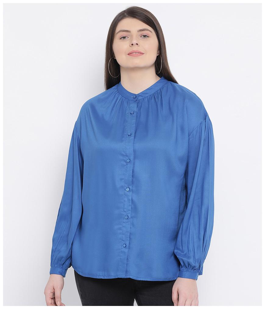 

Oxolloxo Women Blue Solid Regular Fit Shirt