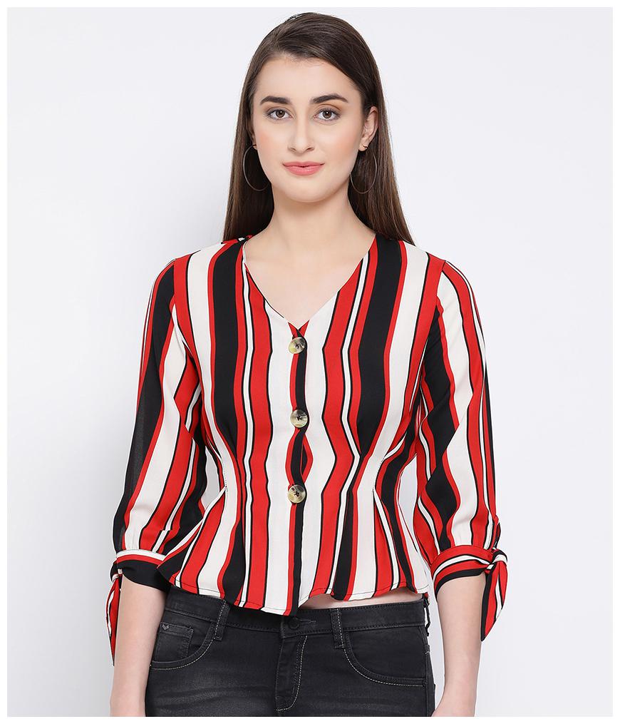 

Oxolloxo Women Striped A-line top - Red