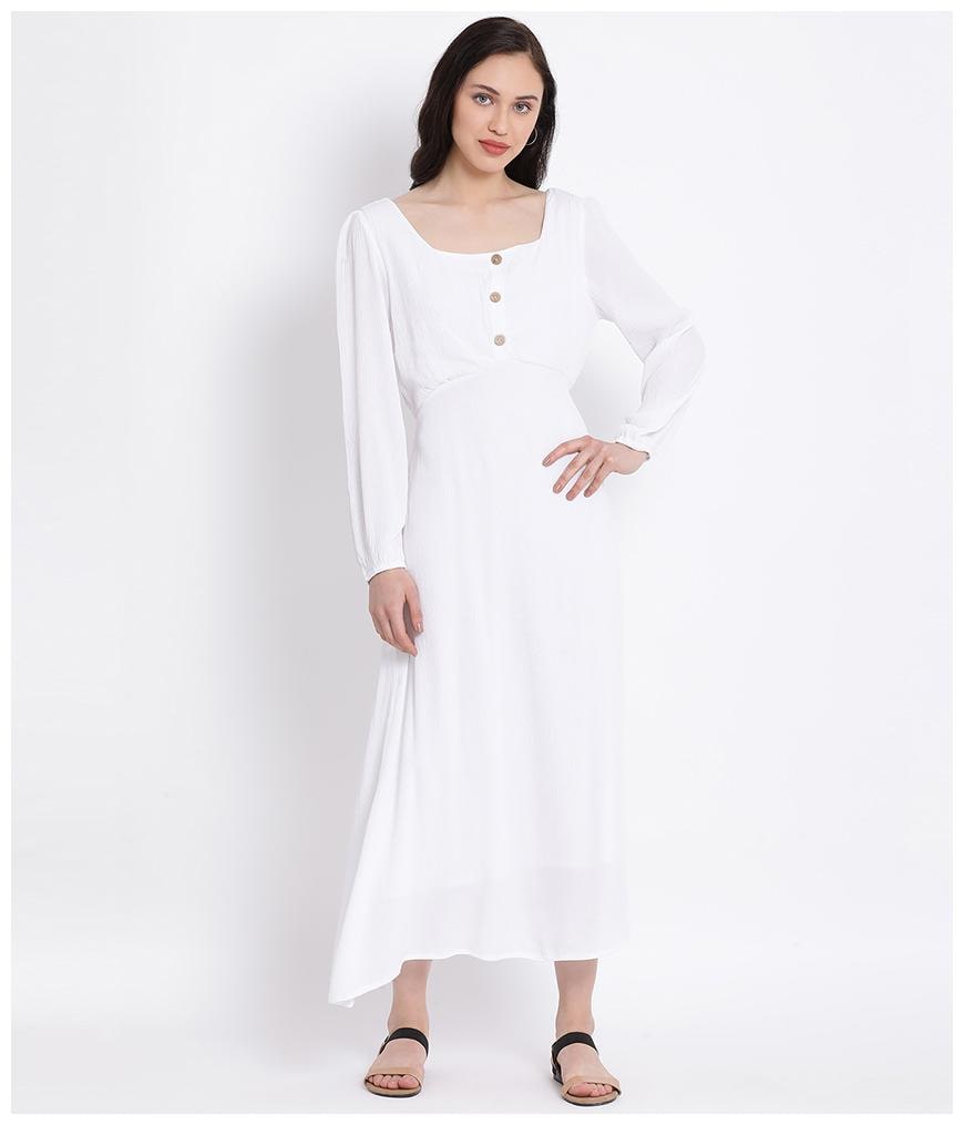 

Oxolloxo White Solid Maxi dress
