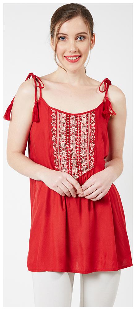 

OXOLLOXO Women Printed A-line top - Red