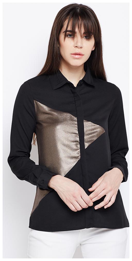 

OXOLLOXO Women Black Brown Solid Regular Fit Shirt