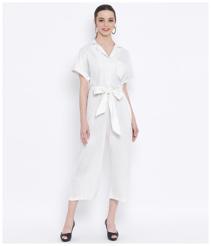 

Oxolloxo Solid Jumpsuit - White