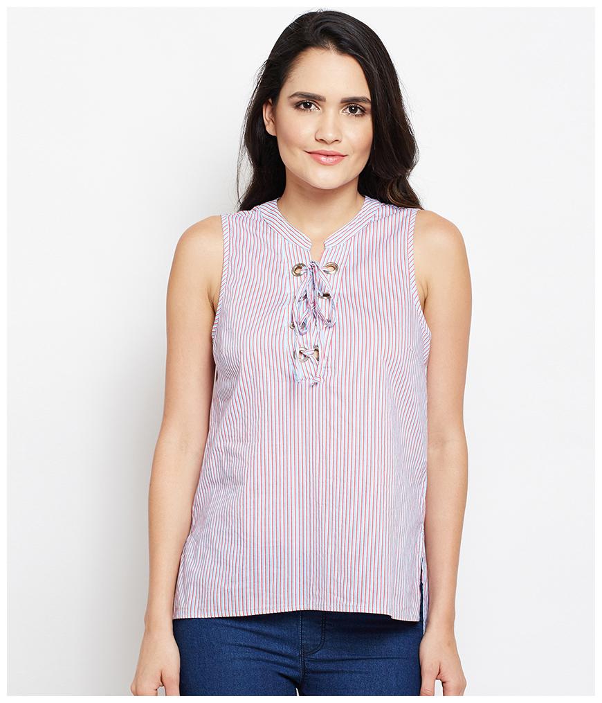 

Oxolloxo Women Striped Regular top - Pink Blue