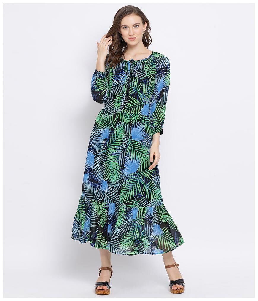 

Oxolloxo Womens Green Polyester Graphic Dress