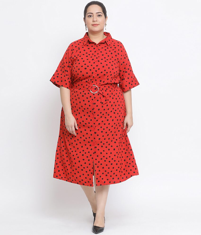 

Oxolloxo Orange Polka dots Shirt dress