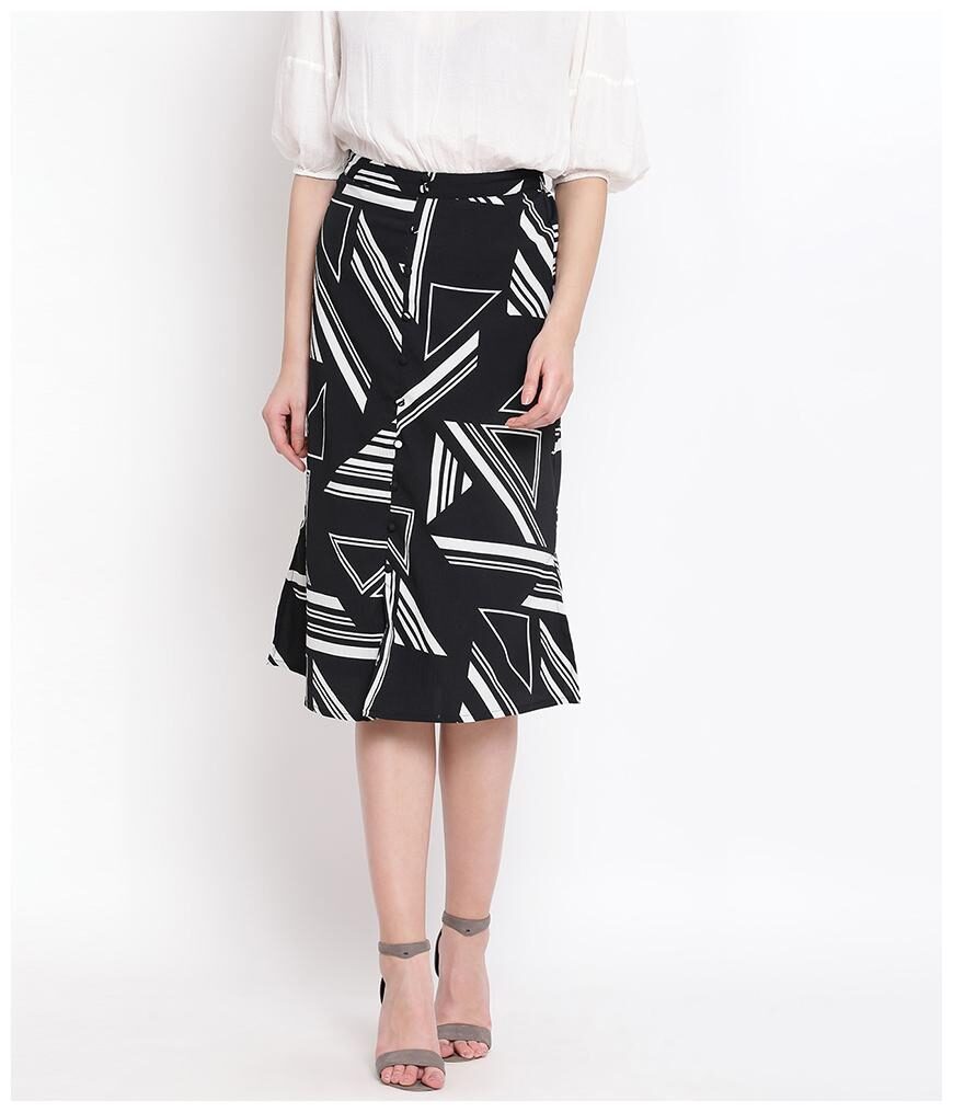 

Oxolloxo Printed A-line skirt Midi Skirt - Black