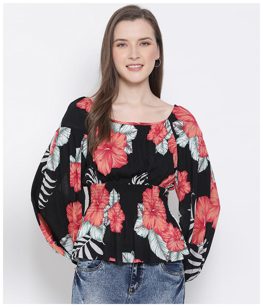 

Oxolloxo Women Floral Regular top - Black