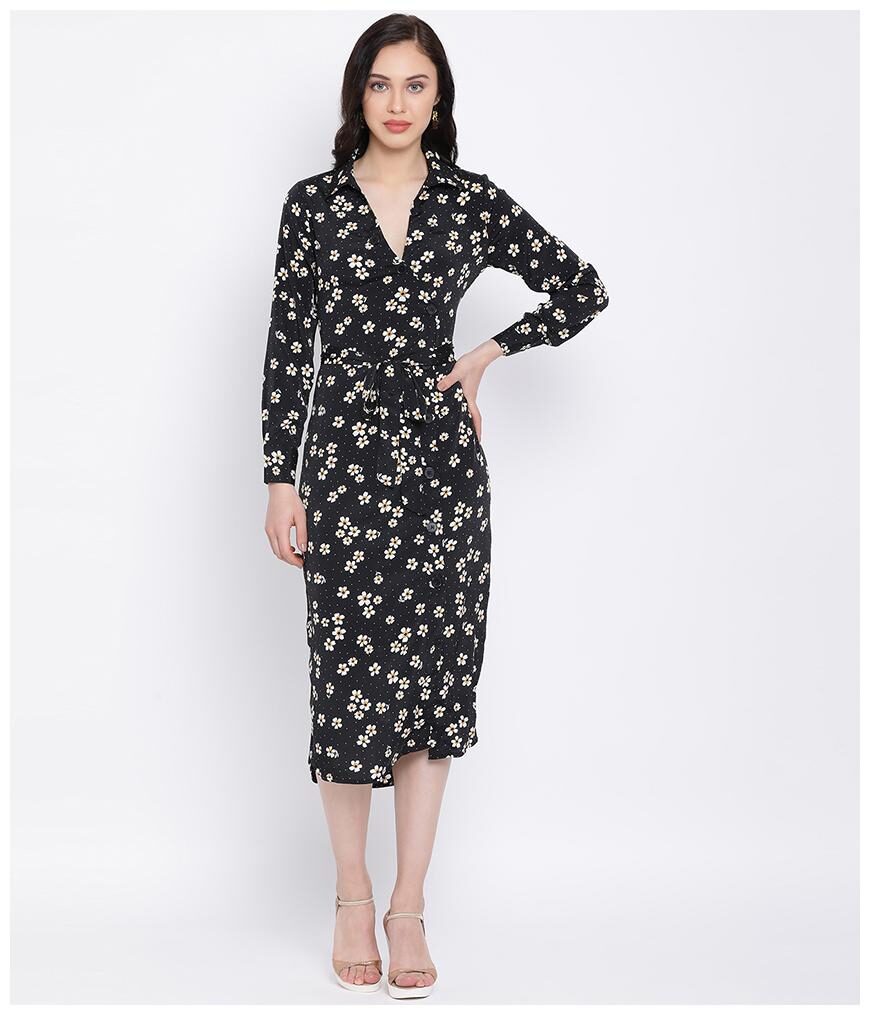 

Oxolloxo Black Floral Wrap dress