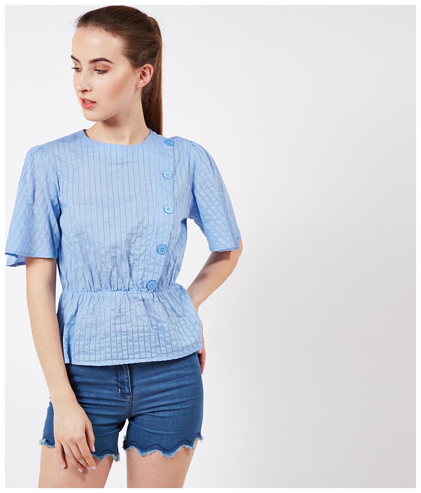 

OXOLLOXO Women Printed A-line top - Blue