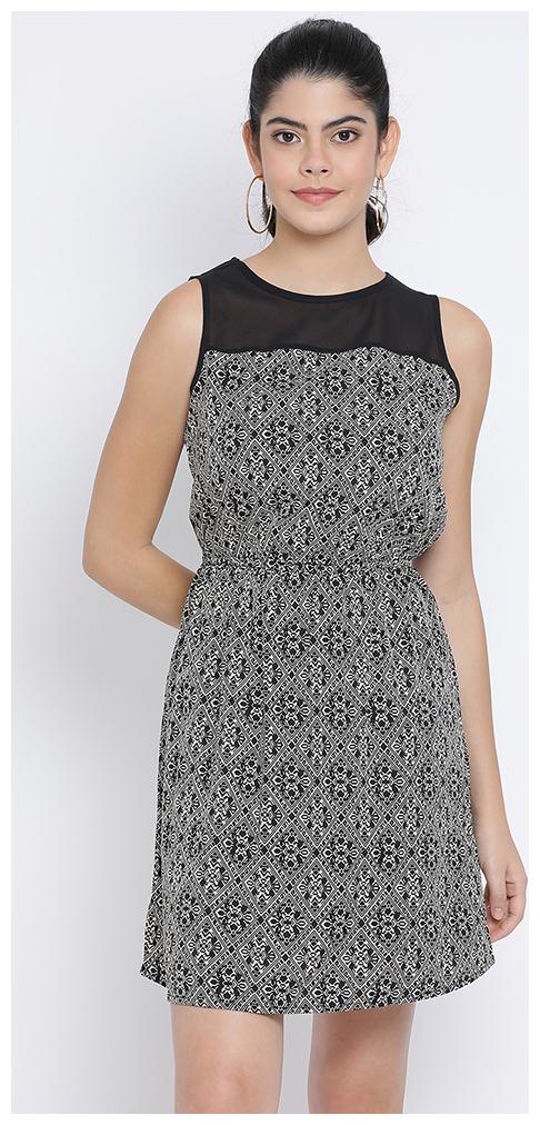 

OXOLLOXO Black Printed A-line dress