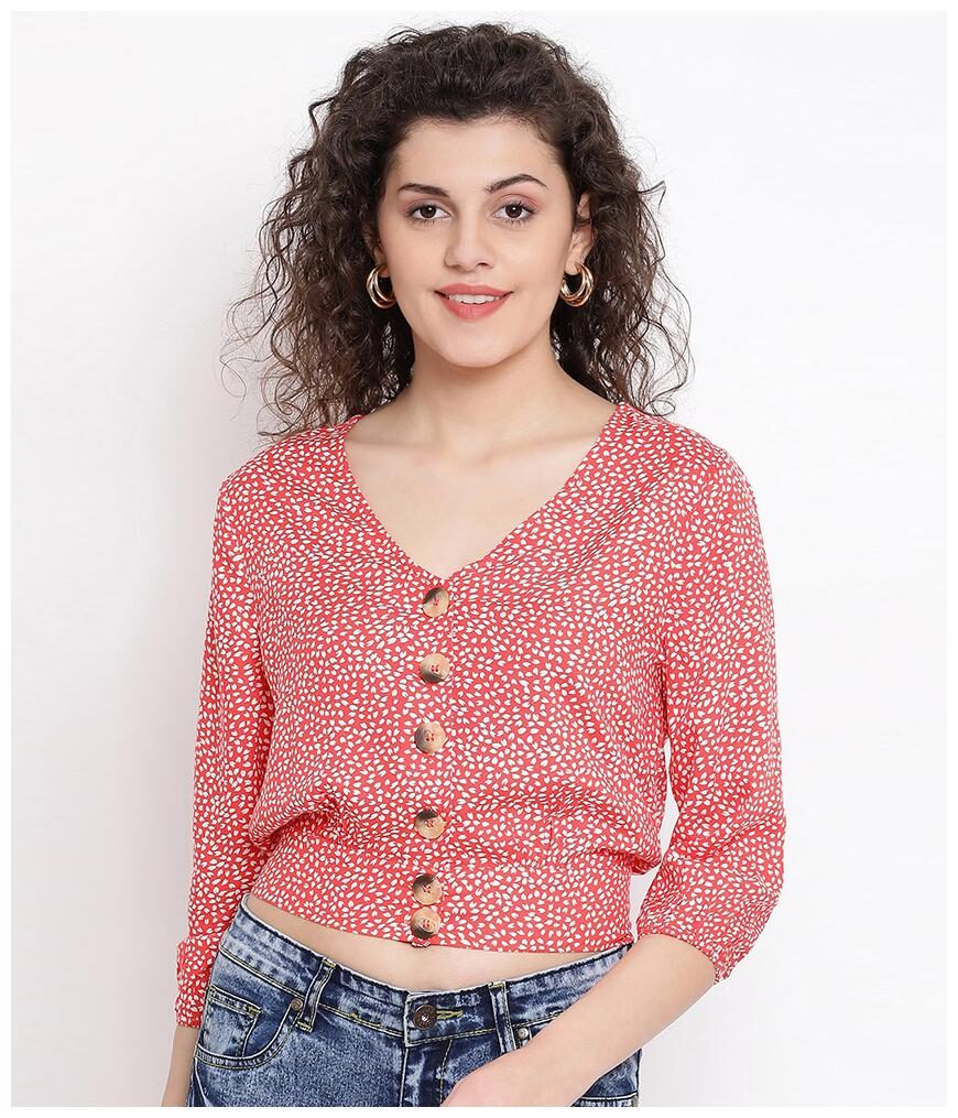 

Oxolloxo Women Viscose Rayon Printed A Line Red