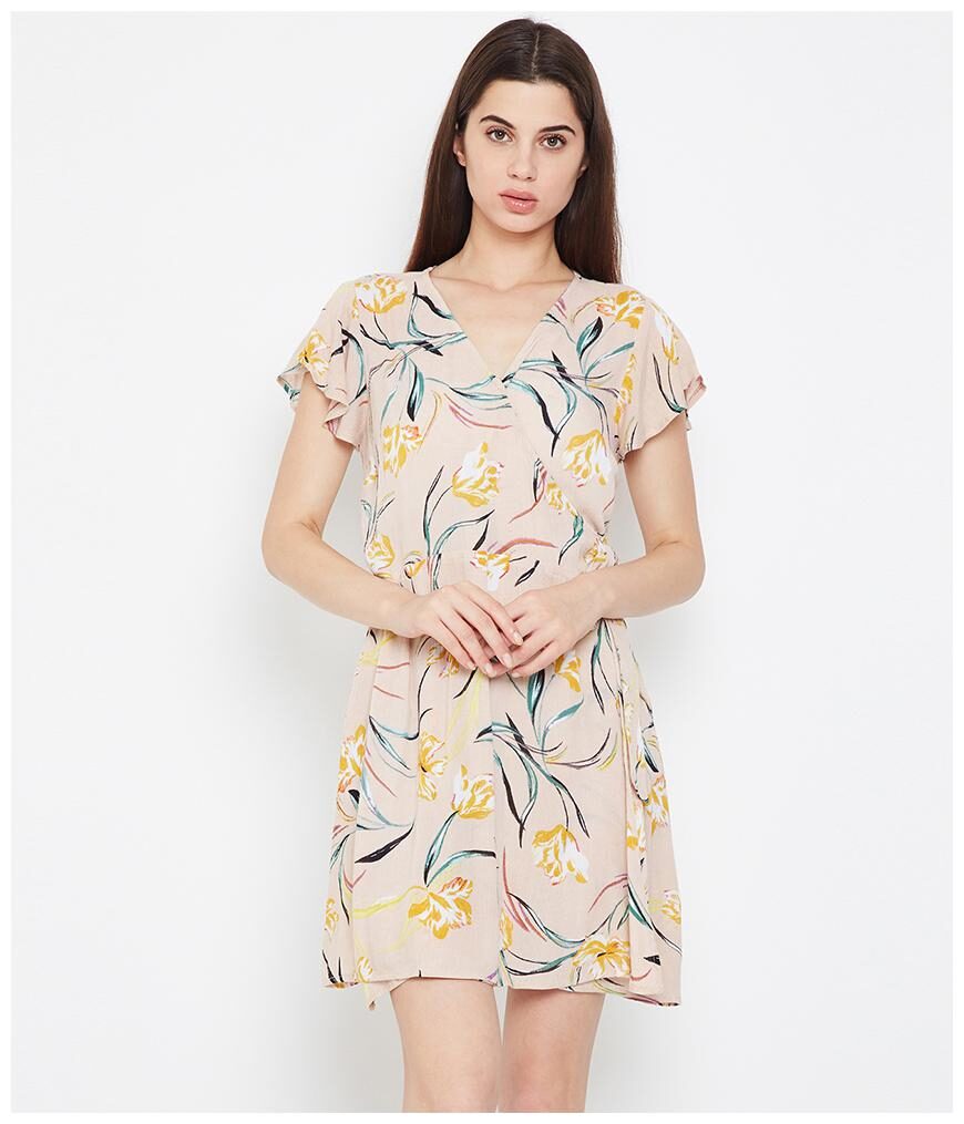 

Oxolloxo Women Viscose Rayon Floral Brown A Line Dress