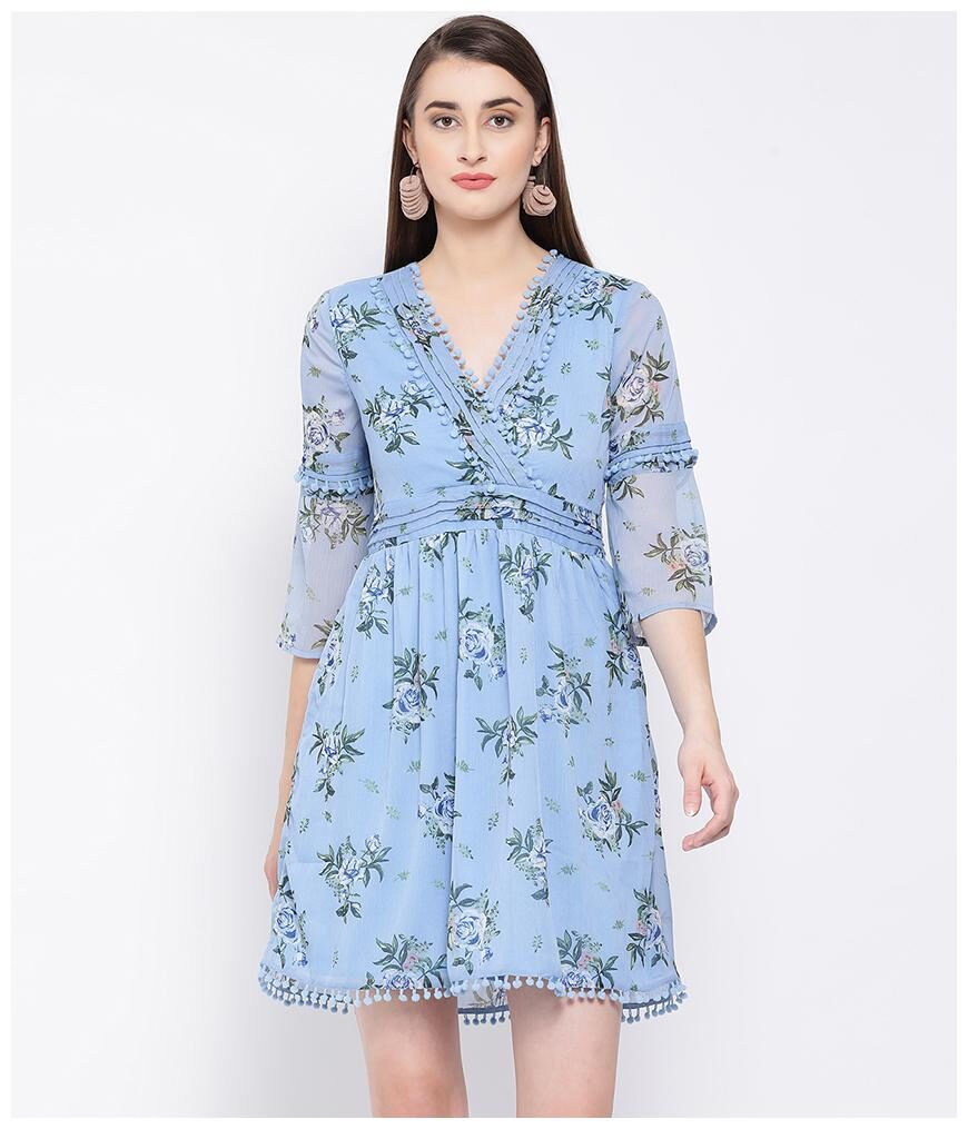 

Oxolloxo Blue Floral A-line dress