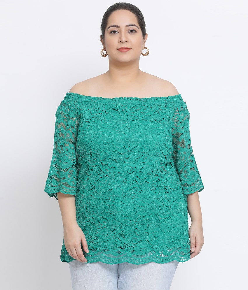 

Oxolloxo Women Embroidered Regular top - Green
