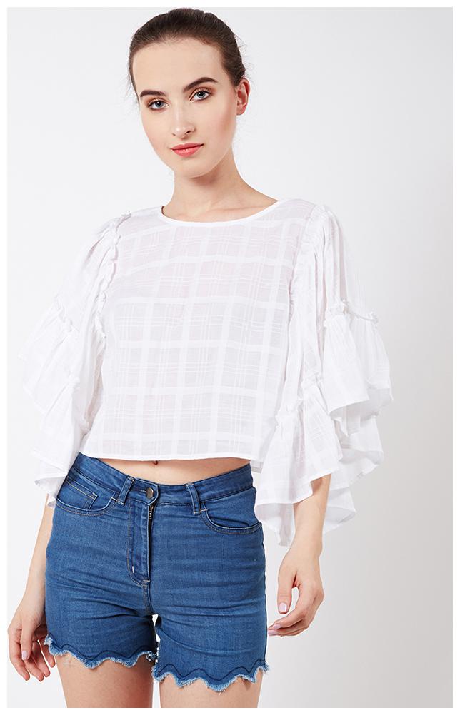 

OXOLLOXO Women Solid A-line top - White