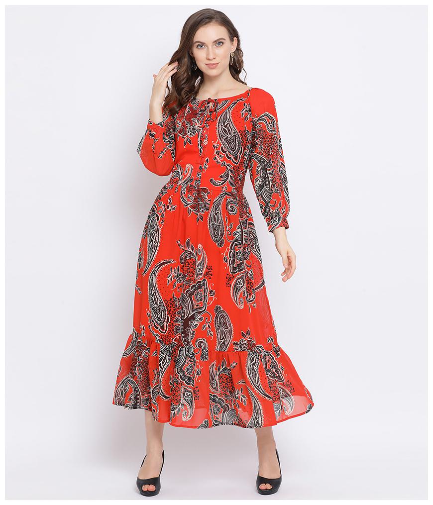 

Oxolloxo Womens Red Polyester Graphic Dress