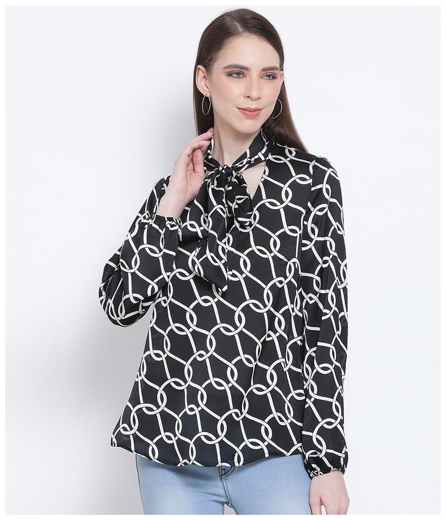 

Oxolloxo Women Printed Regular top - Black