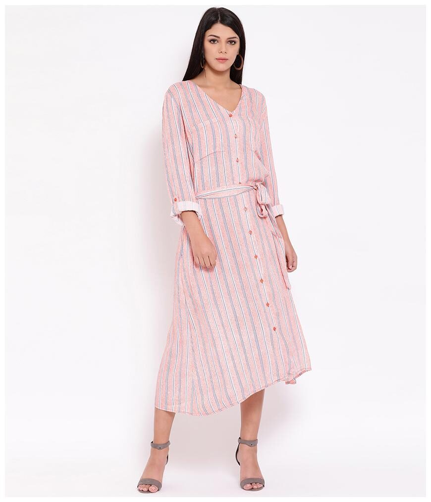 

Oxolloxo Orange Striped Shirt dress