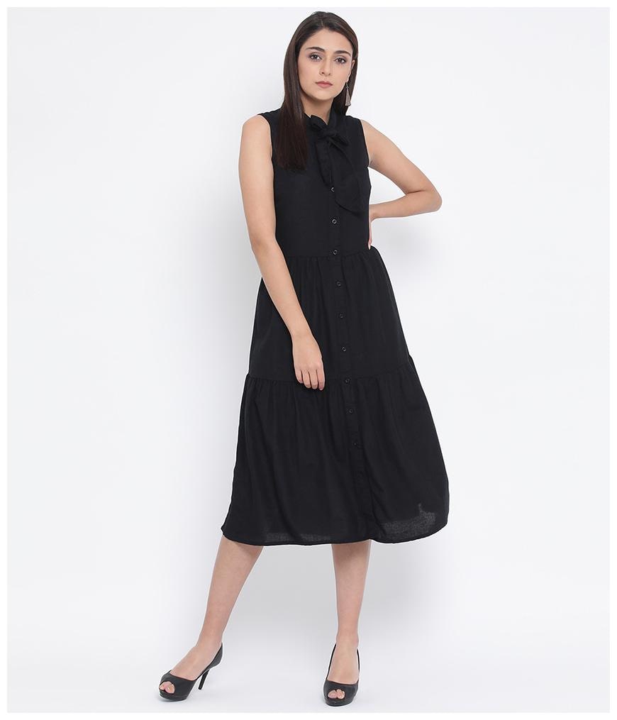 

Oxolloxo Black Solid Shirt dress