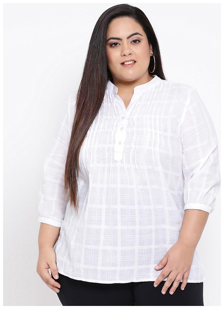 

OXOLLOXO Women Checked A-line top - White