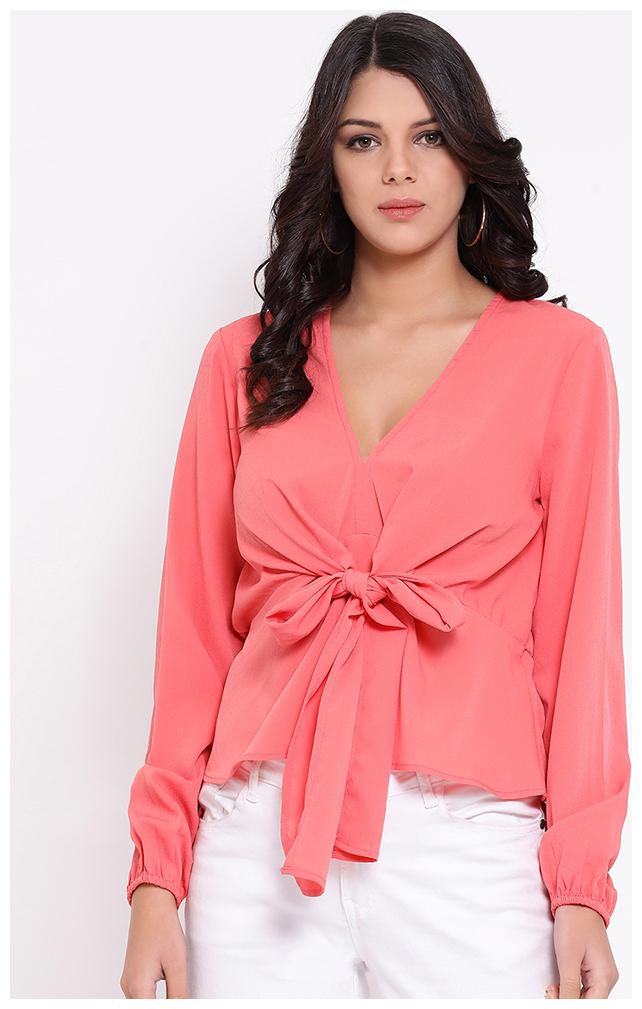 

OXOLLOXO Women Solid A-line top - Pink