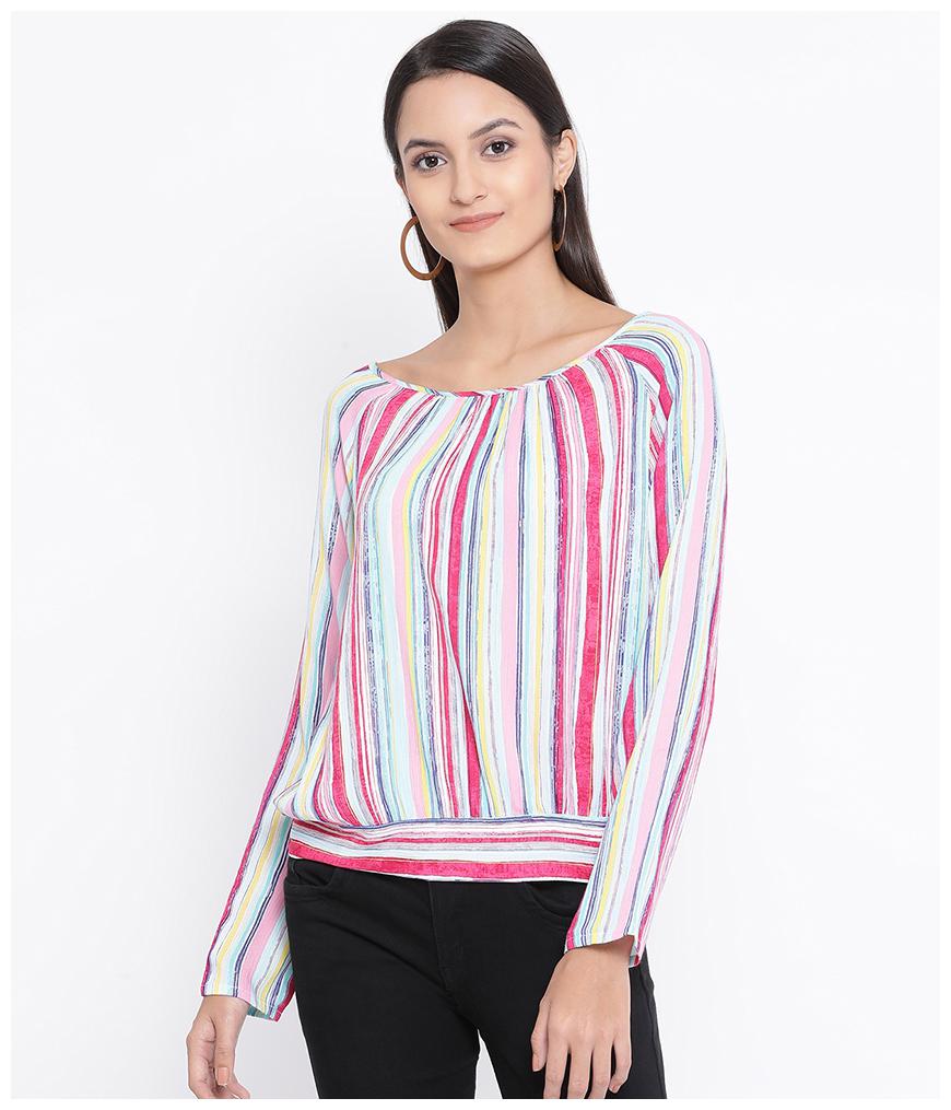 

Oxolloxo Women Striped A-line top - Multi