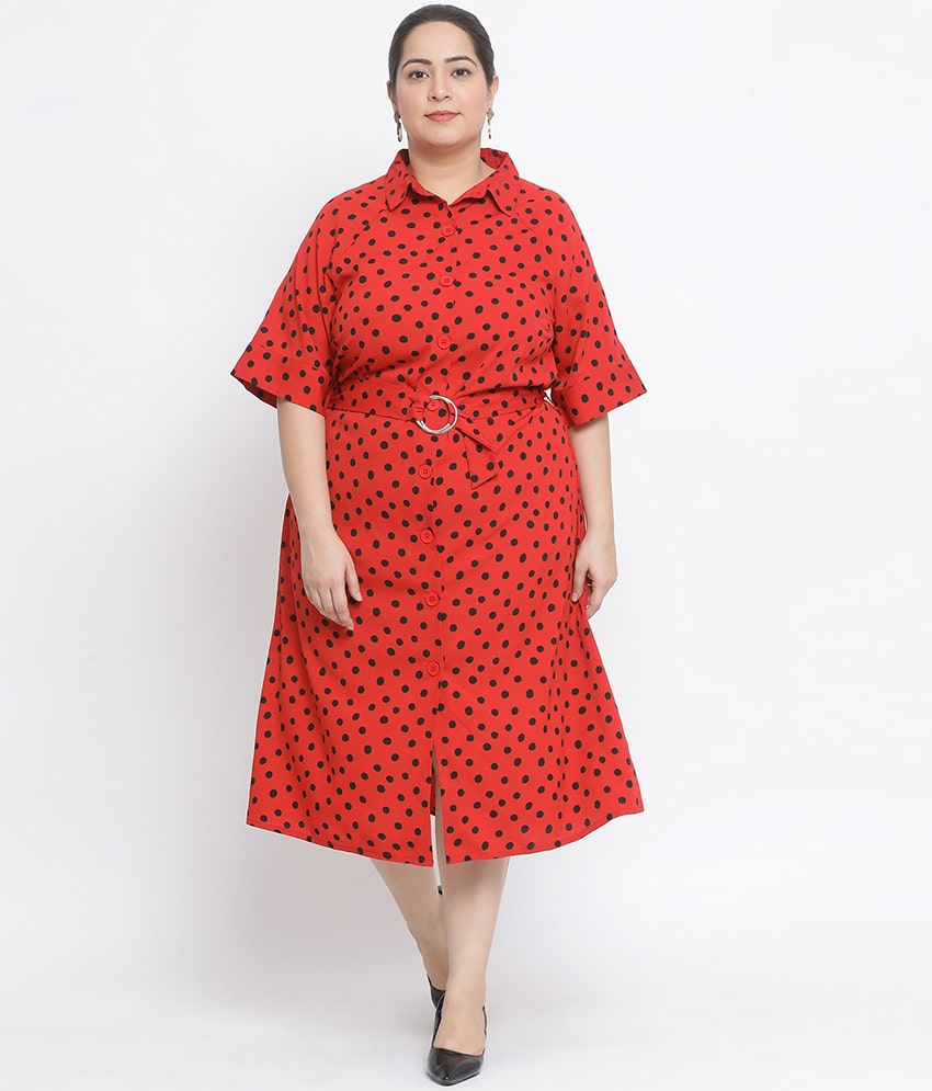 

Oxolloxo Orange Polka dots Shirt dress