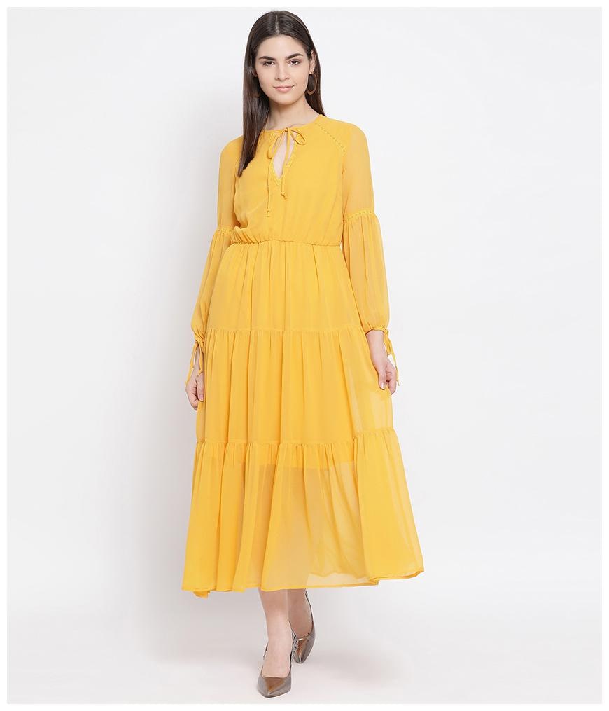 

Oxolloxo Yellow Solid A-line dress